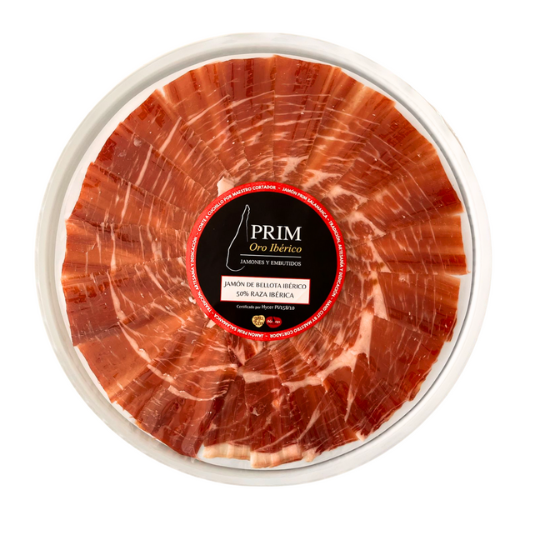 Plato cortado a Cuchillo de Jamón de Bellota Ibérico 50% Raza Ibérica de 100grs en atmósfera protectora