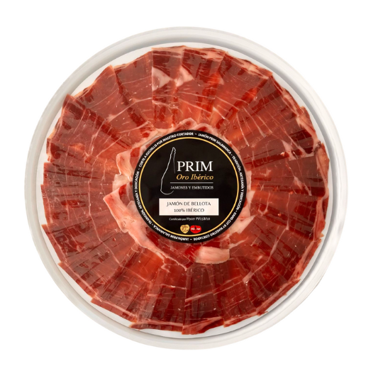 Plato cortado a Cuchillo de Jamón de Bellota 100% Ibérico de 100grs en atmósfera protectora
